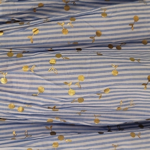 Isaac Mizrahi Blue And White Stripe Sun Dress With Gold Cherries - Size 2T - Picture 5 of 6